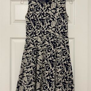 Elegant Navy and White Floral Dress